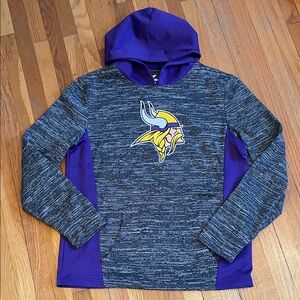 NFL MINNESOTA VIKINGS Purple & Heather Gray Hooded Sweatshirt Football Fan
